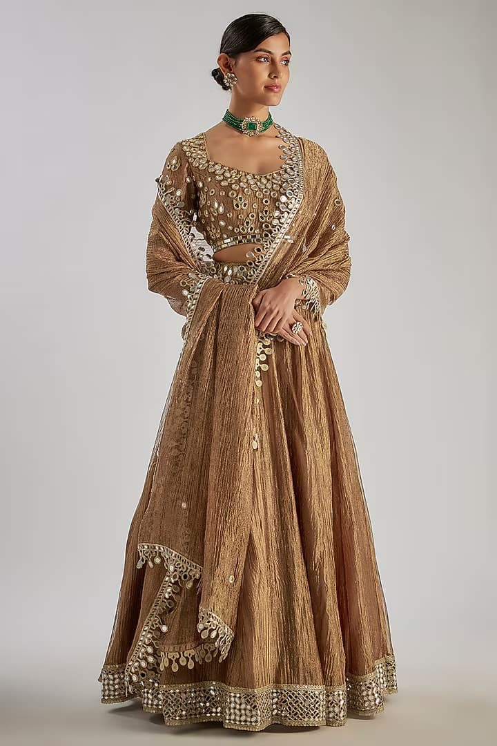 Gold Tissue Lehenga